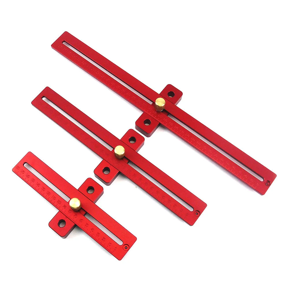 Aluminum Alloy 170/270/370mm Scale Measure Scribing Ruler Woodworking T-Type Hole Ruler Marking Tool - 370mm