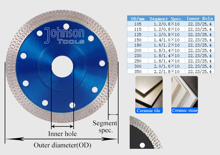 Wholesale Made in China 50mm to 350mm Sintered Circular Cutting Tool Hot Cold Pressed Diamond Saw Blades for Cutting Tile Granite Marble Stone Concrete